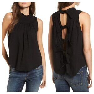 NEW McGuire Denim XS Sleeveless Black Vienna Tank Top Back bow ties $228